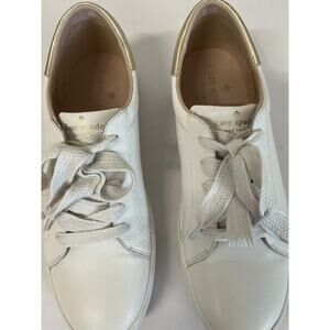 Kate Spade Sneakers Women's Size 9 White Gold Lace Up Fashion Shoes